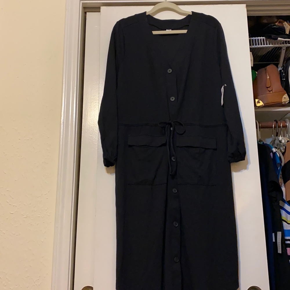 Black button up dress